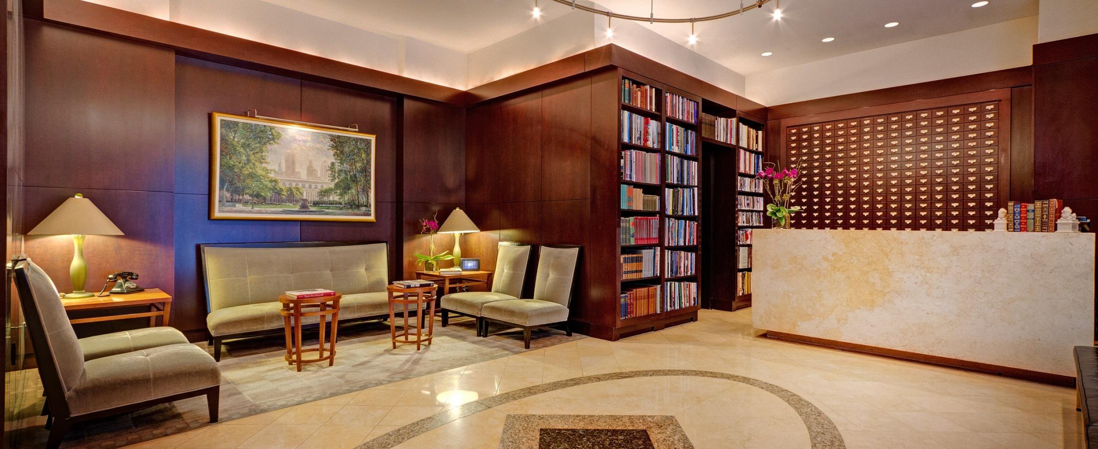 The Library Hotel is home to over 6,000 books throughout our entire hotel and you will find a quarter of them in our hotel lobby.